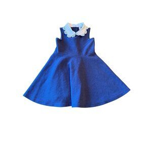 Janie & Jack Toddler Girl Navy Sleeveless Dress W/ Lace Collar Size 3 Polyester/
